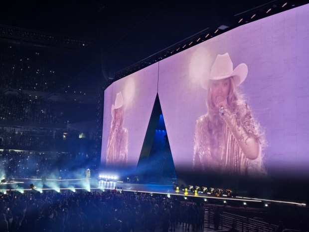 Beyoncé performs at Soldier Field in Chicago as part of her "Cowboy Carter Tour" on May 15, 2025. (Bob Gendron / for the Chicago Tribune)