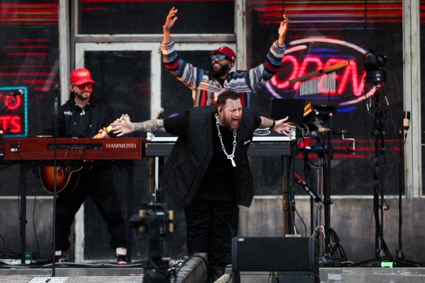 Jelly Roll performs at Wrigley Field while opening for Post Malone, May 22, 2025, in Chicago. (Armando L. Sanchez/Chicago Tribune)