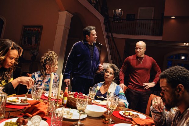 The company of "Purpose" on Broadway at the Hayes Theater in New York. (Marc J. Franklin)