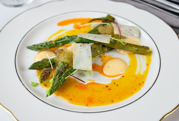 Mother's Day dishes from Heritage Restaurant & Caviar Bar include spring asparagus. (Keni Rosales)