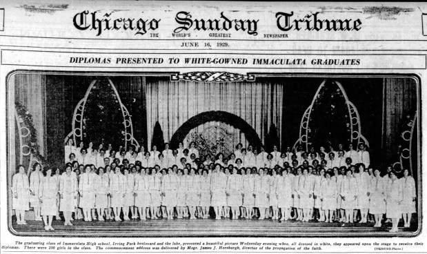 Mildred A. Martinez, the mother of Pope Leo XIV, was one of 200 young women given Immaculata High School diplomas on June 12, 1929. (Chicago Tribune)