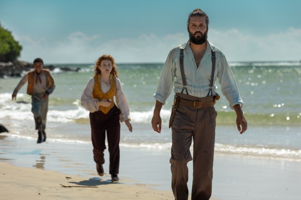 From left: Kayden Price as Blaster, Georgia Flood as Humility and Shazad Latif as Captain Nemo in "Nautilus." (Vince Valitutti/AMC)