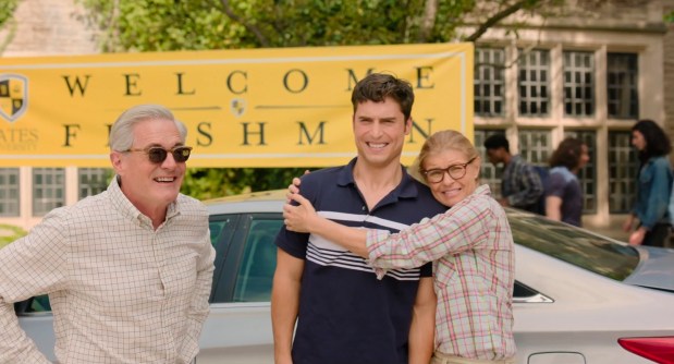 From left: Kyle MacLachlan, Benito Skinner and Connie Britton in "Overcompensating." (Amazon)