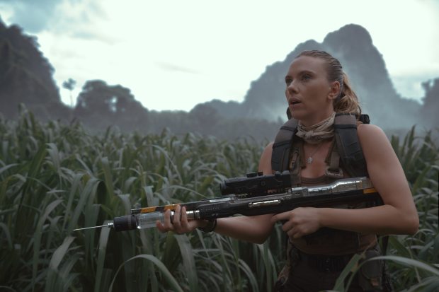 Scarlett Johansson plays a covert operations expert on an island that really needs one in "Jurassic World Rebirth." (Jasin Boland/Universal Studios)