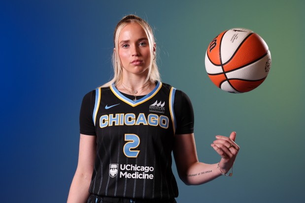 Sky guard Hailey Van Lith at media day Monday, May 12, 2025. (Eileen T. Meslar/Chicago Tribune)