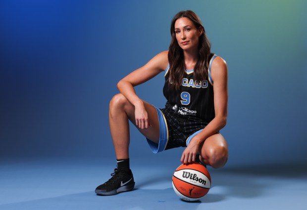 Sky forward-guard Rebecca Allen at media day Monday, May 12, 2025. (Eileen T. Meslar/Chicago Tribune)