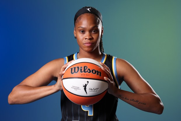 Sky guard Moriah Jefferson at media day Monday, May 12, 2025. (Eileen T. Meslar/Chicago Tribune)