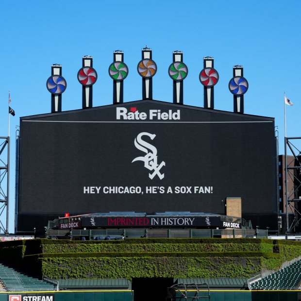 "Hey Chicago, He's a Sox fan!" reads the White Sox scoreboard after Cardinal Robert Prevost, a Chicago native, was chosen as the 267th pontiff on May 8, 2025, in Chicago. (Chicago White Sox / X)