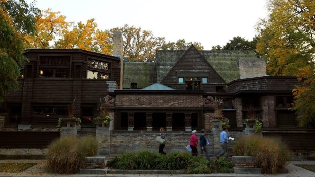 The Frank Lloyd Wright Home and Studio in Oak Park (here in 2019) is the welcome center for this weekend's Wright Plus Architectural Housewalk. (Phil Velasquez/ Chicago Tribune)