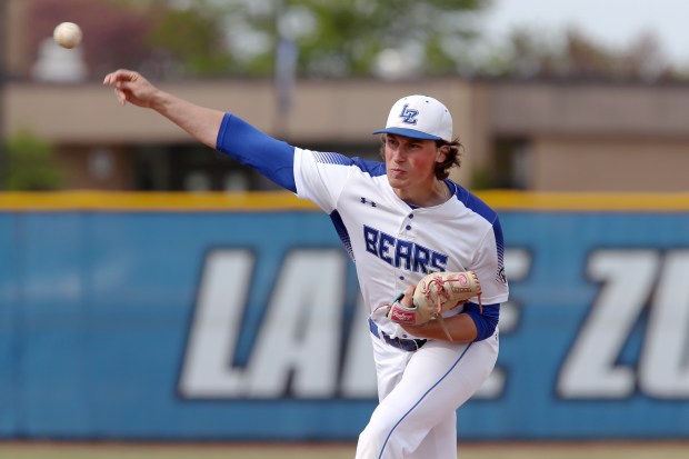 Lake Zurich's Josh Marzec pitches against Stevenson