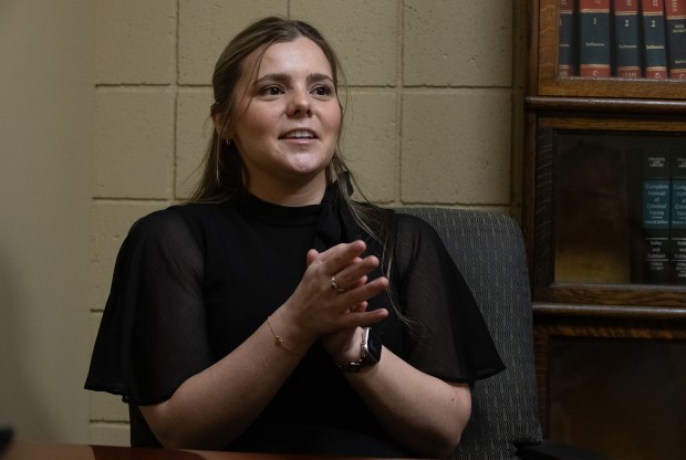 Lake County criminal deputy prosecutor Lauren Lanham speaks during an interview at the Lake County Government Center in Crown Point, Indiana, Thursday, May 22, 2025. Lauren's sister Lindsey is also a criminal deputy prosecutor in Lake County. (Andy Lavalley/for the Post-Tribune)