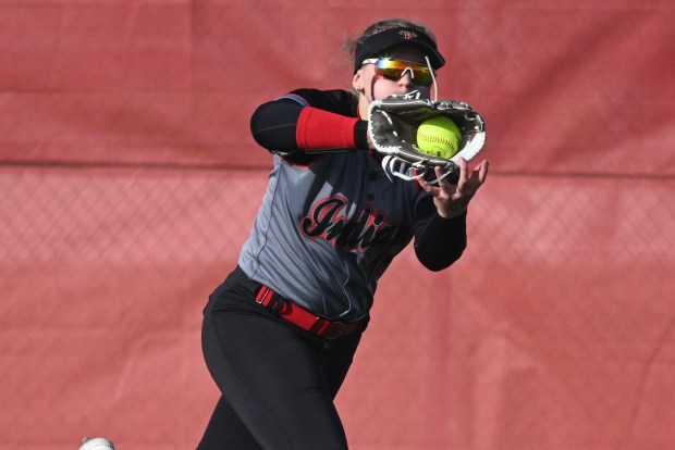 Portage outfielder Erin Fausch makes a catch