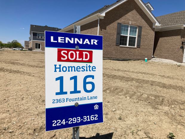 A new home on May 16, 2025 in the Calistoga subdivision in New Lenox, which Lennar Homes is developing. (Mike Nolan / Daily Southtown)