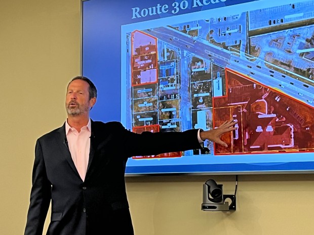 New Lenox Mayor Tim Baldermann presents his annual state of the community update Sept. 16, 2024. (Samantha Moilanen/Daily Southtown)