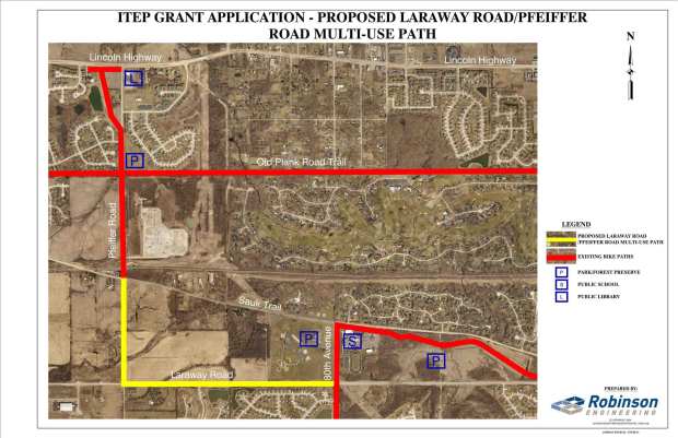 The village of Frankfort received a $1.6 million grant to complete a bike and pedestrian trail that ends at Pfeiffer Road and Sauk Trail. (Village of Frankfort)