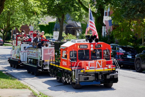 Visitors ride on Little Obie, a motorized Canadian National train, during last year's Pullman Railroad Days festival. (Jeff Schear Visuals)