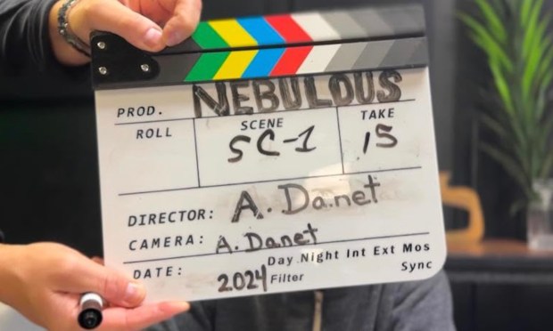 A clapperboard for "Nebulous," a 10-minute short film created by Carl Sandburg High School student Aeris Danet. (Theresa Danet)