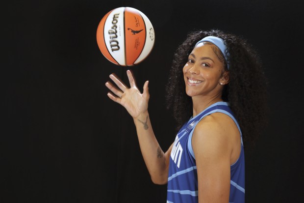 A portrait of Chicago Sky forward/center Candace Parker during media day on May 3, 2022, in Deerfield.