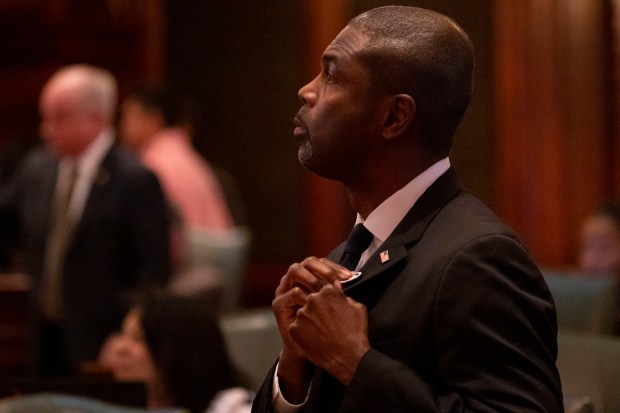State Rep. LaShawn Ford on Jan. 10, 2023, at the Illinois State Capitol in Springfield. (Brian Cassella/Chicago Tribune)