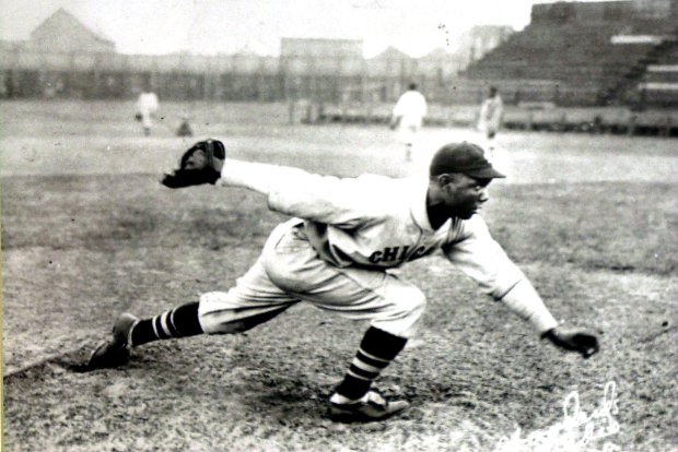 Pitcher Willie Foster is shown in an undated photo as part of a Negro Leagues exhibit at the Fort Wayne Ind., Main Library. Foster in 1926 headed the Chicago American Giants to a pennant with 26 wins. (Dean Musser Jr./The Journal Gazette)