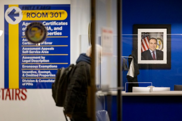 The office of Cook County Assessor Fritz Kaegi is seen on Jan. 29, 2025, at the Cook County Building. (Brian Cassella/Chicago Tribune)