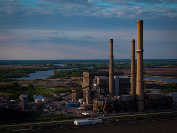 Kincaid Generation coal-fired power station in Pawnee, Thursday, May 8, 2025. (E. Jason Wambsgans/Chicago Tribune)