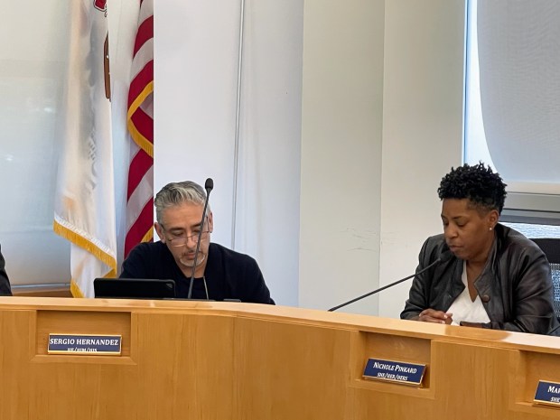 Evanston/Skokie School Board President Sergio Hernandez (left) and Vice President Nichole Pinkard were voted into those positions in the Board of Education by their peers at the May 5 Committee of the Whole meeting. (Richard Requena/Pioneer Press)