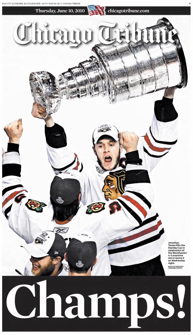 The Chicago Blackhawks finished off the Philadelphia Flyers on June 9, 2010, to capture the team's first Stanley Cup since 1961. (Chicago Tribune)
