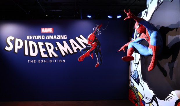 The entry to the exhibition "Marvel's Spider-Man: Beyond Amazing" at the Griffin Museum of Science and Industry. (Terrence Antonio James/Chicago Tribune)