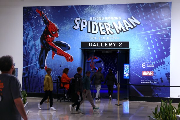 The exhibition "Marvel's Spider-Man: Beyond Amazing" at the Griffin Museum of Science and Industry opened on May 22, 2025. (Terrence Antonio James/Chicago Tribune)
