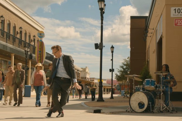 Tom Hiddleston plays an accountant with moves in "The Life of Chuck." Right: Taylor Gordon. (Neon)