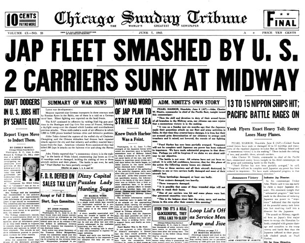 A story published in the June 7, 1942, edition of the Tribune detailed American code-breaking activities at sea against Japanese intelligence. (Chicago Tribune)