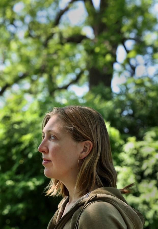 Mary Jane Oviatt, 28, who lives in Chicago's Humboldt Park neighborhood, is an aspiring farmer who would eventually like to buy 50 to 100 acres where she could grow fruit, vegetables, and nuts. "Unless I win the lottery or inherit a lot of money, I can't afford to buy my own farmland," Oviatt said. (Chris Sweda/Chicago Tribune)