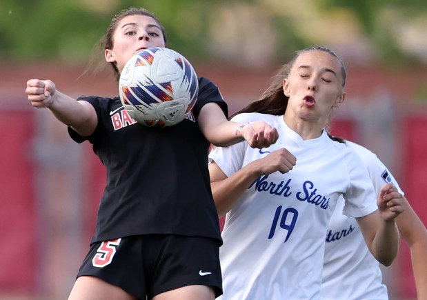 Barrington's Piper Lucier tries to control the ball 