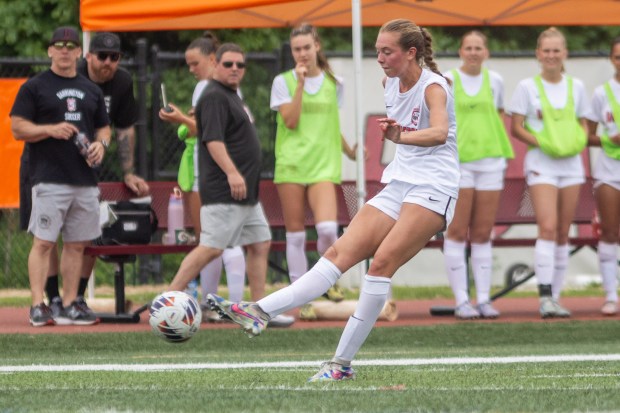Barrington's Madeline Lewis shoots the ball