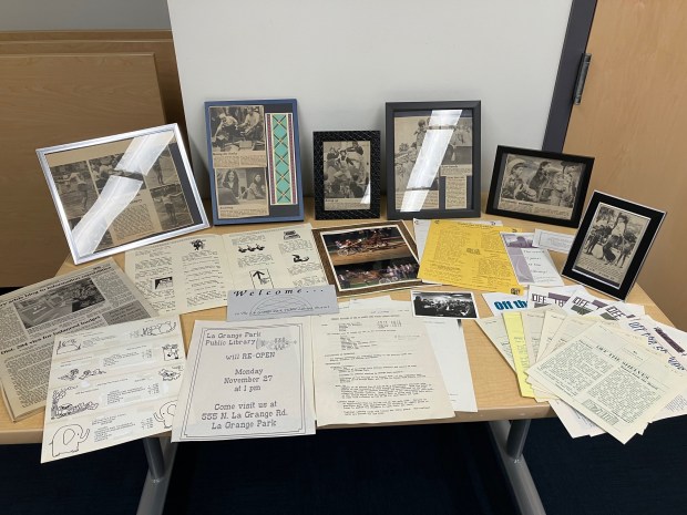 Artifacts from the founding of the La Grange Park Public Library are on display Saturday, June 14, during a celebration of the library's 50th anniversary. (Hank Beckman/Pioneer Press)