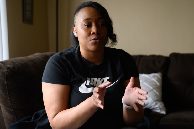 Merrillville resident Shikeia Randolph, who filed a civil suit against a Lake County Sheriff's officer for excessive force, speaks about the event that spurred her lawsuit on Friday, June 13, 2025. (Kyle Telechan/for the Post-Tribune)