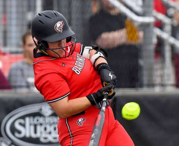 Barrington's Katie Taraschewsky hits the ball