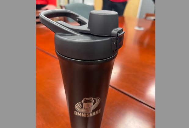 The OmniShake bottle took first place at pitch night at Marist High School's. "We eventually all realized we like the idea of a shaker bottle as a better version of a common one," said team member Sameer Tadros. "As we enter into the market, we can definitely become a household name." (Marist High School)