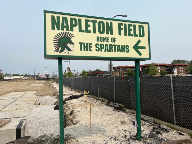 The fieldhouse at Oak Lawn High School will include a 200-meter indoor track looped around the perimeter of the building, officials said. (Olivia Stevens/Daily Southtown)