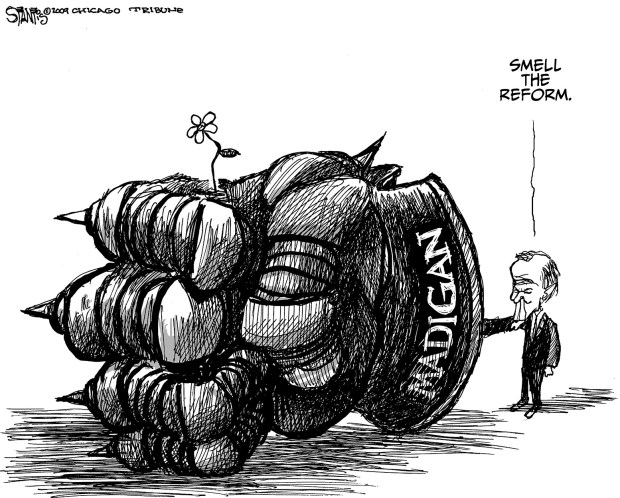 Tribune editorial cartoonist Scott Stantis on failed efforts to reform campaign finance laws in 2009. (Scott Stantis/for the Chicago Tribune)