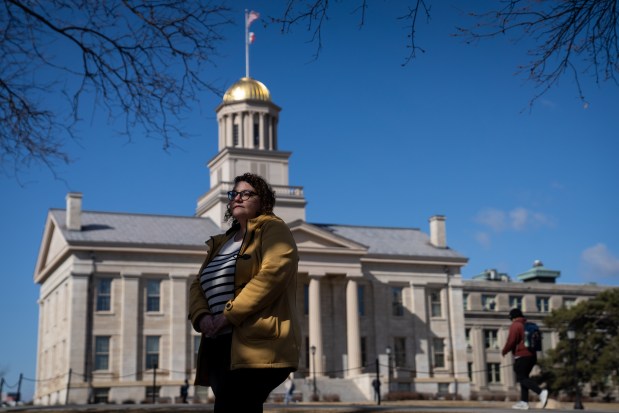 Oriette D'Angelo at the University of Iowa campus in Iowa City, Iowa, Feb. 27, 2025. D'Angelo is a Venezuelan Ph.D. student who has lived in the United States for the past ten years and is in the last year of her program at the University of Iowa. (Audrey Richardson/Chicago Tribune)