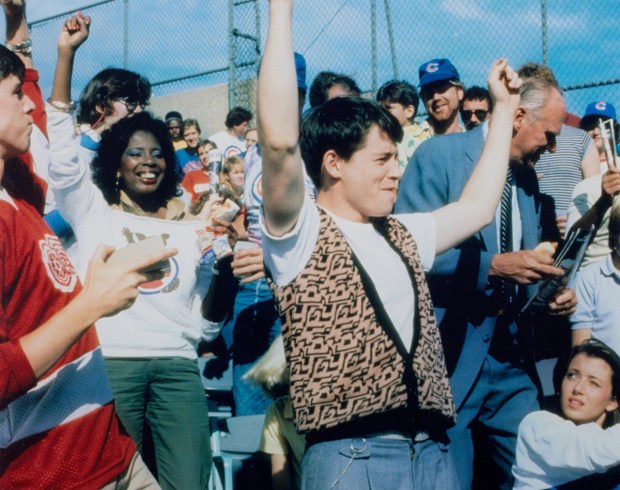 Sotheby's is auctioning an iconic piece of movie memorabilia - Matthew Broderick's signature sweater vest from "Ferris Bueller's Day Off," shown here in a scene from the movie. (Sotheby's)