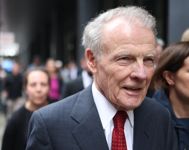 Former Illinois House Speaker Michael Madigan leaves the Dirksen U.S. Courthouse after being sentenced to 7 1/2 years in prison and fined $2.5 million during sentencing hearing, June 13, 2025, in Chicago. (Audrey Richardson/Chicago Tribune)